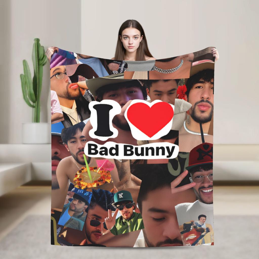 Плед Singer Bads Bunnys, качественный теплый плед для зимнего пикника на природе, забавное покрывало.