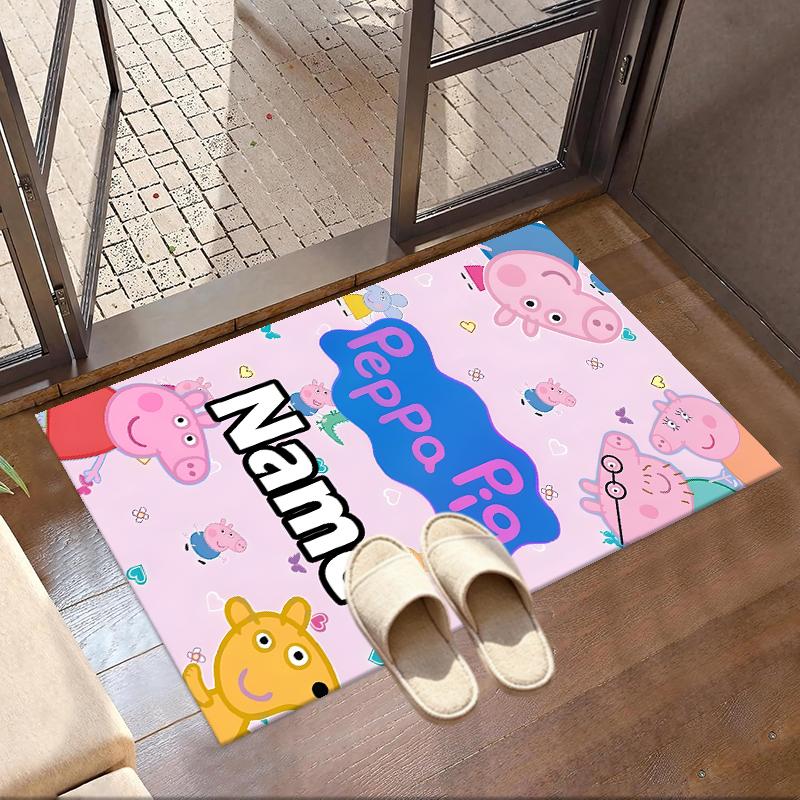 Custom Name Personalized Peppa Pig Print Carpet, Versatile Home Decor Rug, for Playroom, Apartment, Balcony, Entryway, Hallway Gift