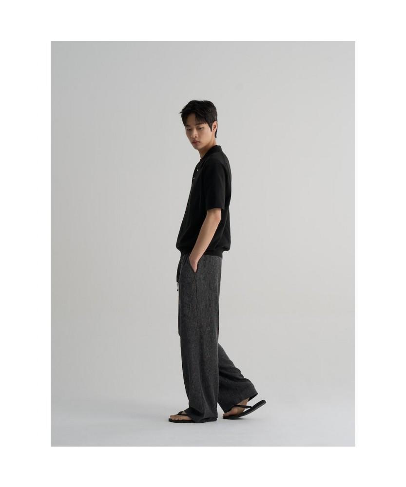 8SECONDS Fine Touch Cotton Collar Neck Short Sleeve Knit Black