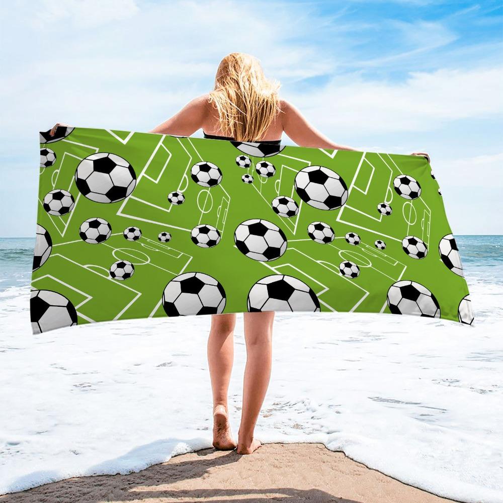 Portable Football Print Beach Towel Soft Shower Towel Creative Quick-Dry Beach Scarf Beach