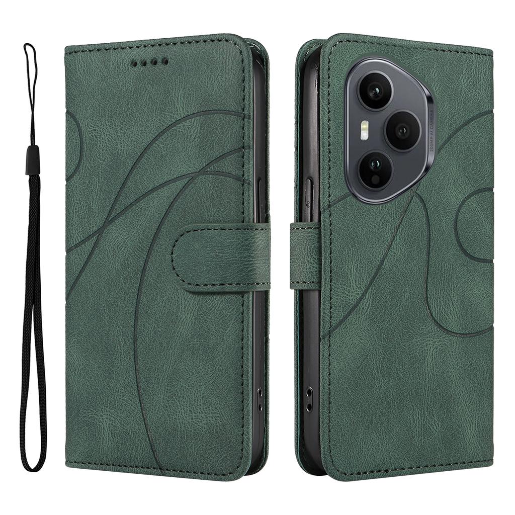 For Honor 400 Pro 5G (Global) Wallet Case Leather Phone Cover Stand with Curved Line Design