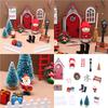 Miniature Elf Door Gnomes Set For Dollhouses Christmas Village Display Resin Craft Tabletop Decors