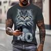 Summer Round Neck 3D Cat Print Top Fashionable Casual Short Sleeved Men's T-shirts
