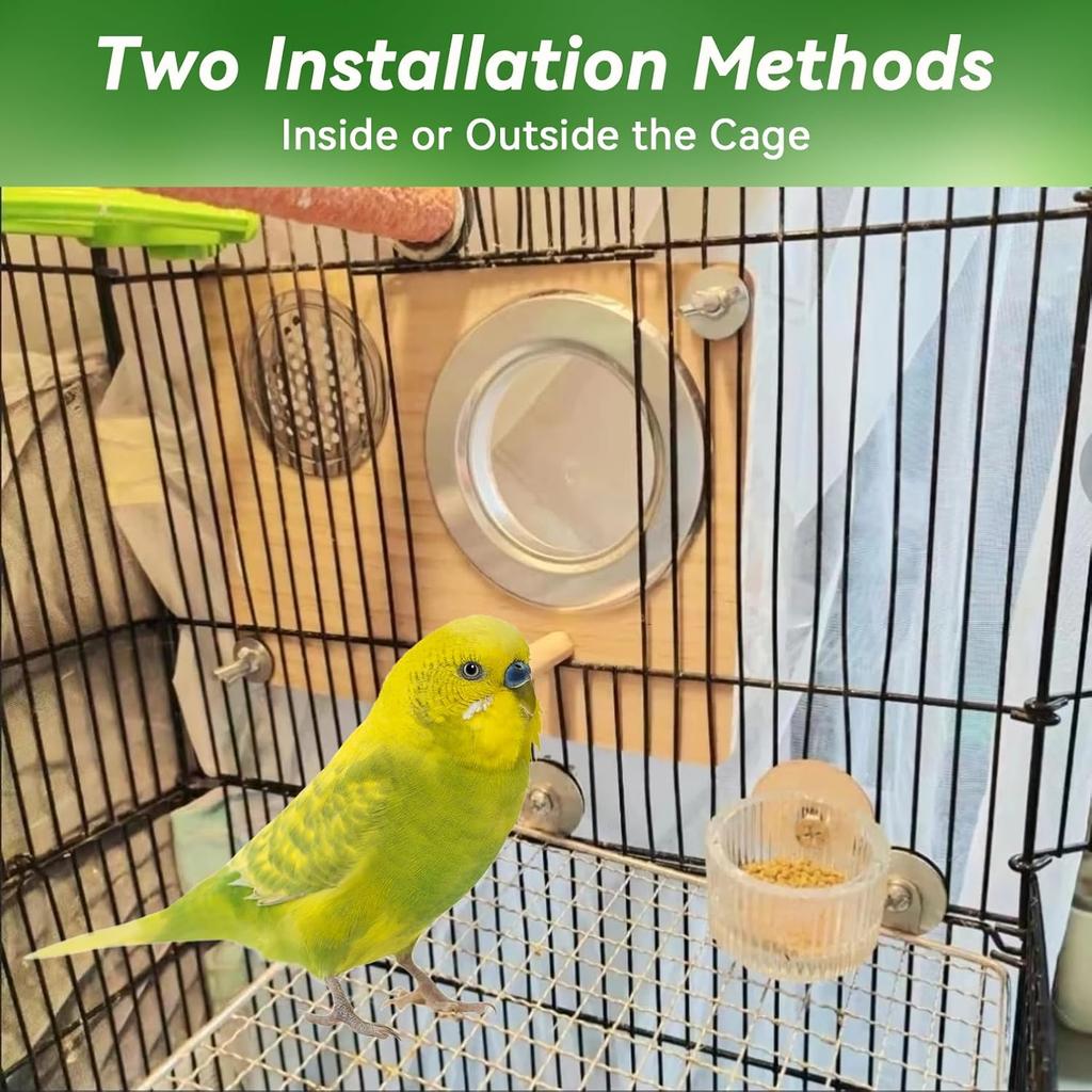 Platform Perch for Parrots,7.87 x 5.90 Inch Bird Flat Perches Stainless Steel Budgie Stand Shelf Rectangle Anti-Chewing Bird Cage Accessories for