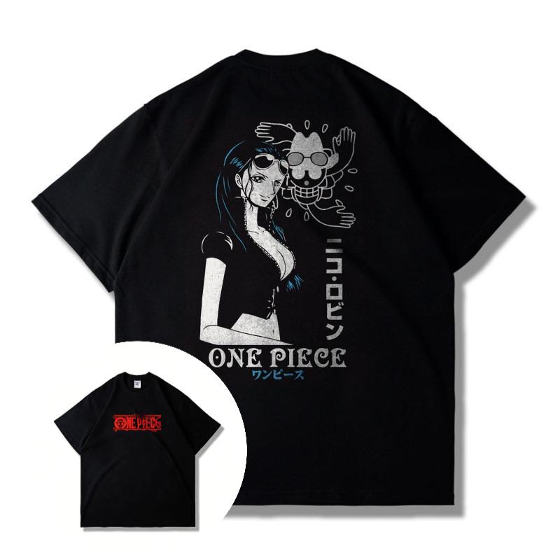 Японский Аниме Мультфильм One Piece Тематическая Футболка с Короткой Рукавой для Лидера Команды Луффи для Мужчин и Женщин Подходит для Лета