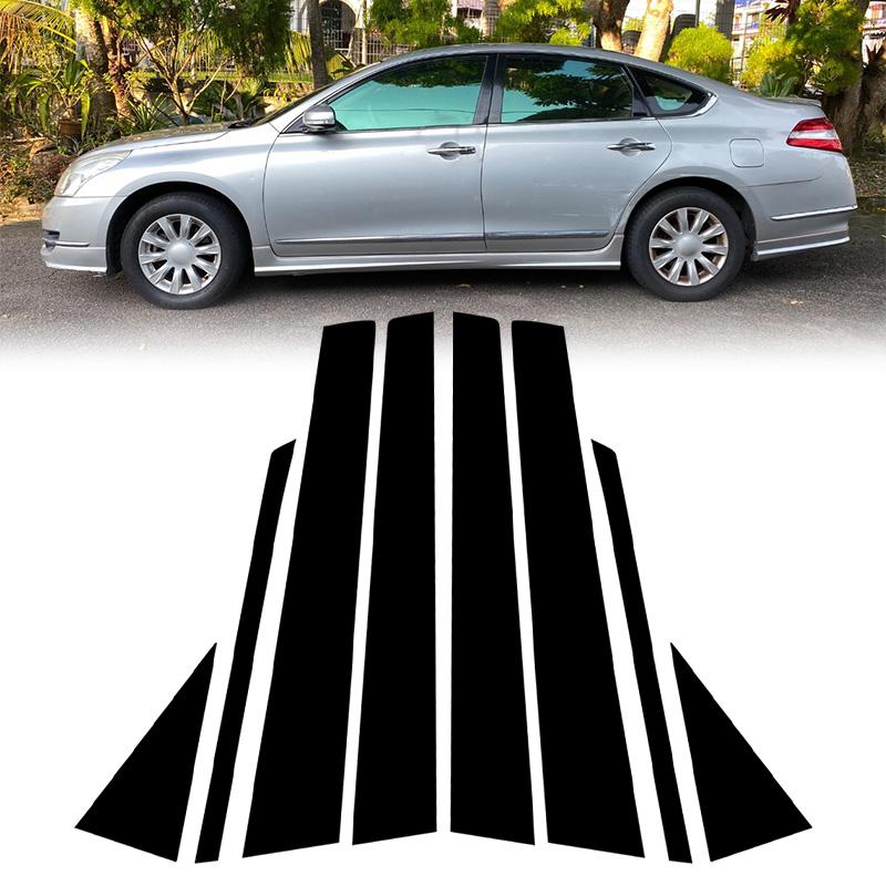 6pcs/set Glossy Black Pillar Posts Door Window Trim Decoration Cover Stickers Styling For Nissan Altima 2008-2012