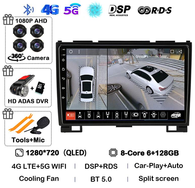 Android 14 Carplay Auto 360 Camera для Great Wall Haval Hover H5 H3 2011-2016 Автомобильный Радио Мультимедийный Плеер GPS Навигация Стерео