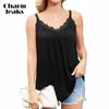 V Neck Camisole Top for Women Built In Bra Adjustable Straps Tank Top Summer Pleated Loose Sleeveless Tops S-3XL