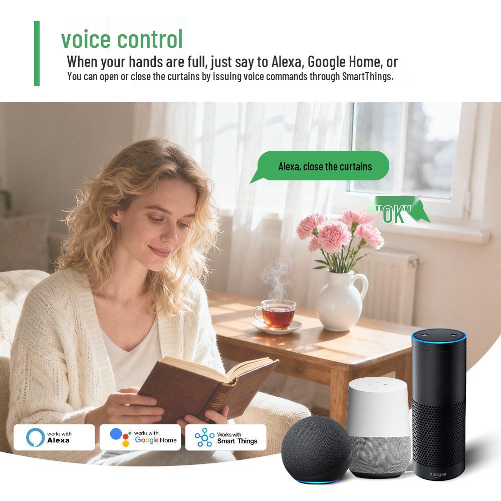 Zigbee3 Ультра-большая батарея 5800 мАч Бесшумный электрический мотор для штор для умного дома