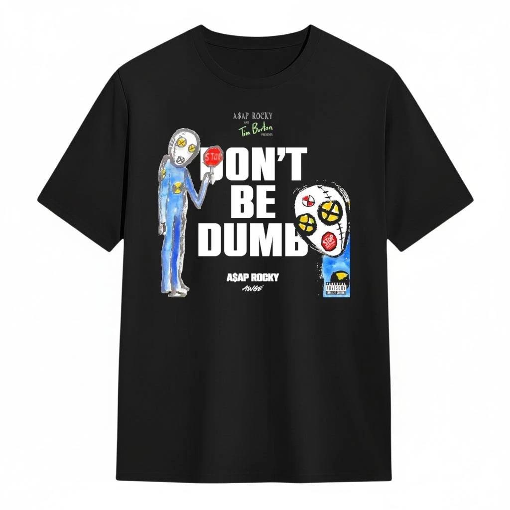 AAP ASAP Rocky Dont Be Dumb album graphics 100cotton mens shirt 2026 Summer shirts Womens Y2k Hip Hop Short Sleeve Tshirt