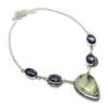 Prehnite, Amethyst Gemstone 925 Sterling Silver Jewelry Necklace 18"