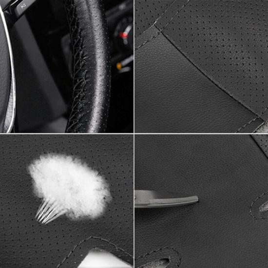 Мягкая кожаная оплетка руля для Toyota Prius 30 XW30 2009 - 2015 ЧЕРНАЯ