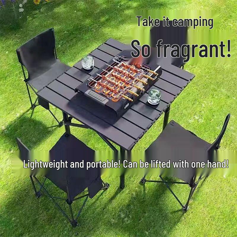 OEING Outdoor Folding Metal Roll-up Table