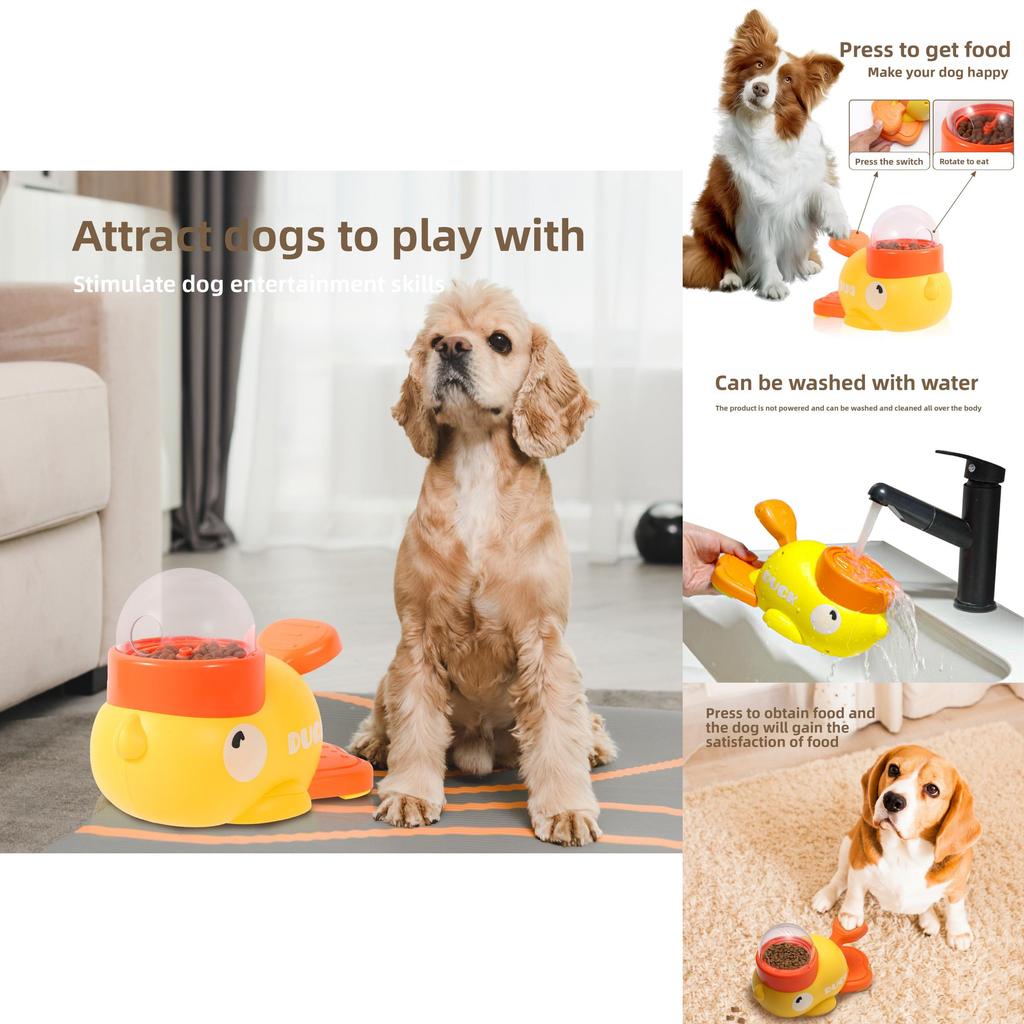 Small Yellow Duck Pet Interactive Toy Feeder For Cats And Dogs