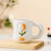 Small Fresh Small Flower Relief Three Dimensional Ceramic Cup for Girls' Office High Value Mug High Temperature Water Cup