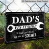 2D Flat, 1pc Dad's Fix-It Shop Aluminium Sign 8x12 Inch - Wrench Design, "If Dad Can't Fix It" Quote, Garage & Workshop Decor, Father's Day Gift for
