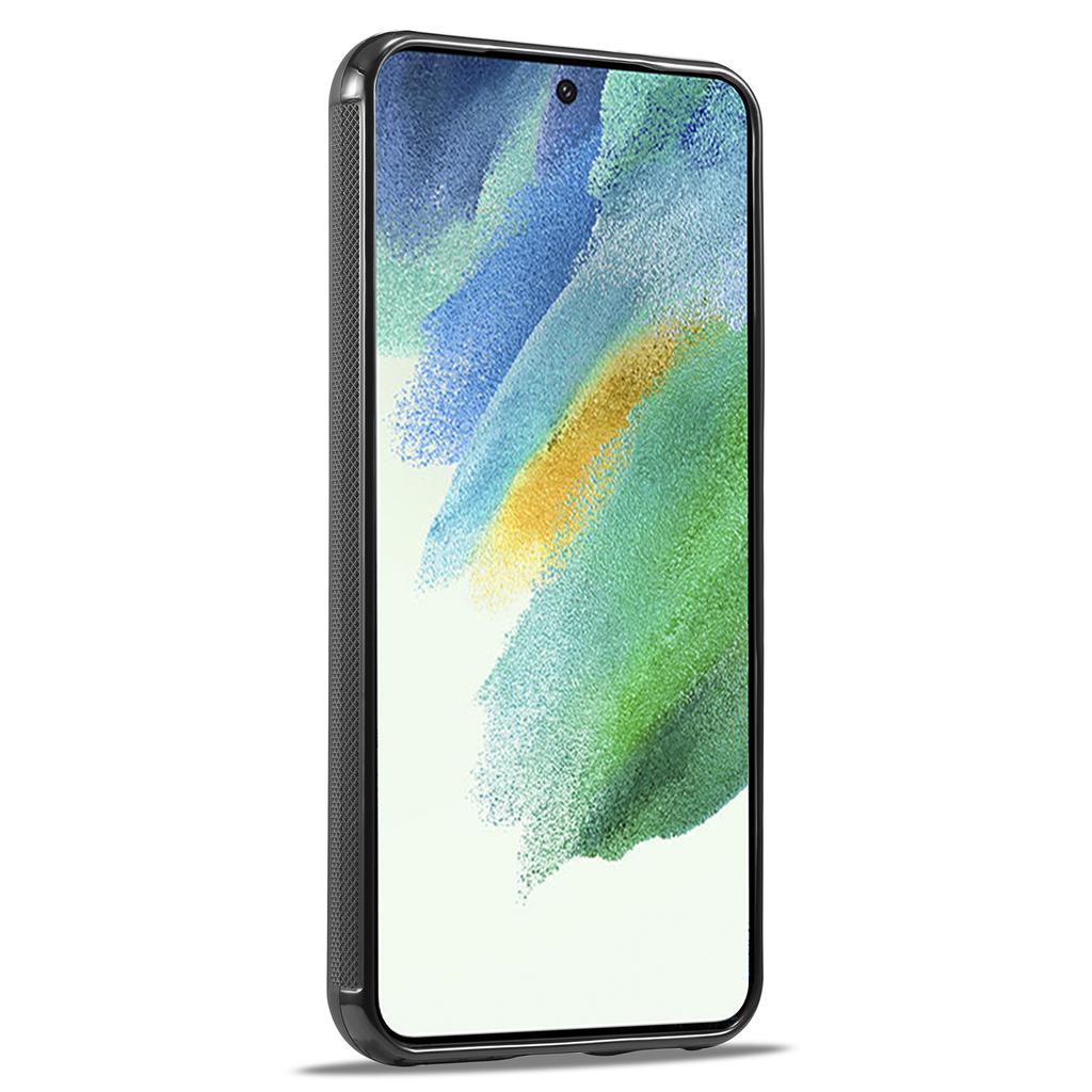 LC.IMEEKE Тонкий чехол для телефона для Samsung Galaxy S21 FE 5G Текстура углеродного волокна Искусственная кожа ПУ+ТПУ+ЭВА Накладка
