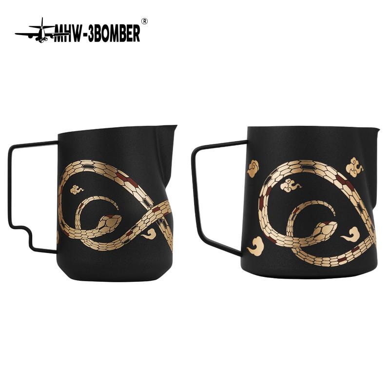MHW-3BOMBER Milk Frothing Pitcher 450/500/600ml Espresso Steaming Pitcher Stainless Steel Latte Art Barista Milk Jug Coffee Tool