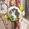 1/5Pcs Easter Rabbit Ornament Easter Bunny Tree Hole Acrylic Pendant Door Window Hanging Decoration for Holiday Home Decor