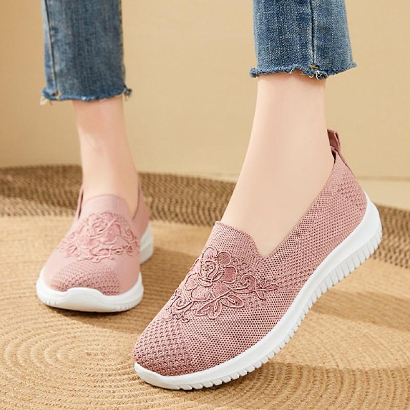 Новые дышащие туфли из старой пекинской ткани, туфли для мам с вышивкой, повседневная женская обувь с открытым носком