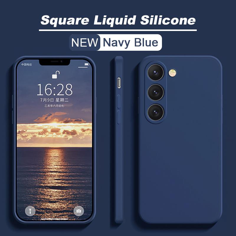 Чехол S23 S22 Ultra Plus, квадратный жидкий силиконовый чехол для телефона Samsung Galaxy S23 S22 Ultra Plus S23Plus S23Ultra, мягкая задняя крышка