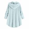 Women Plus Size Button Plush Tops Hooded Loose Cardigan Wool Coat Winter Jacket