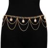 Multilayer Waist Belt Stylish for Stage Dance Music Festival Jeans Dress Belt Body Jewelry Chain Metallic Belly Dance