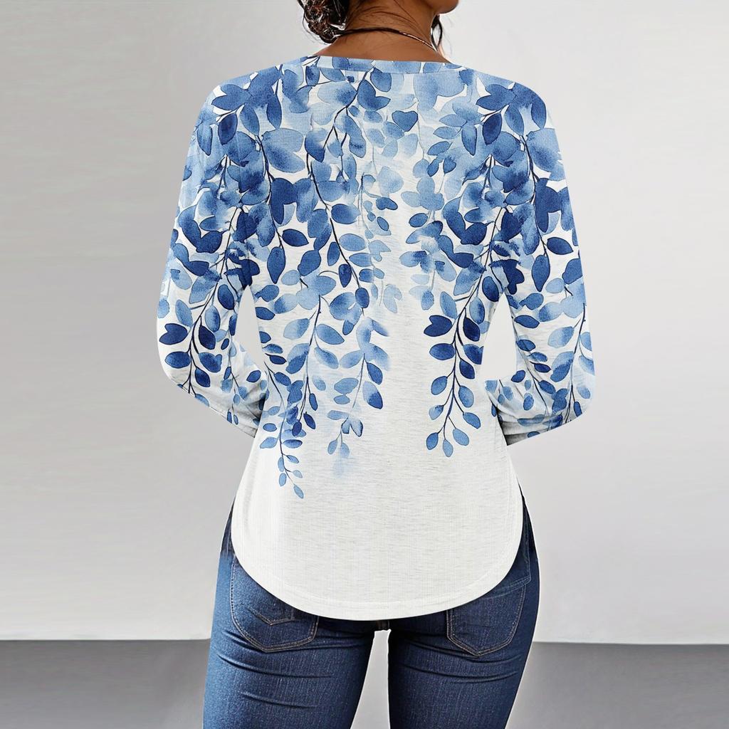 Рубашки для женщин Милые винтажные узоры с принтом Футболка с длинным рукавом Туника Топы Хлопковые пуловеры