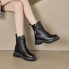 Autumn Leather Martin Boots Female Students Platform Sole Double Zipper Boots Inner Height Increasing Women's Shoes
