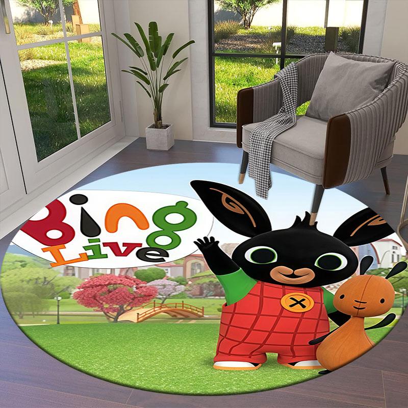 Bing Round Area Rug,Carpet Rug for Living Room Bedroom Sofa Playroom Decor,Non-slip Floor Mat