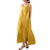 Summer Sleeveless Beautiful Long Maxi Mori Girl Loose Plus Simple Yellow [kisetsumate] Women's Cotton-Linen Dress, Dress, Linen-Style, Style, Fit,