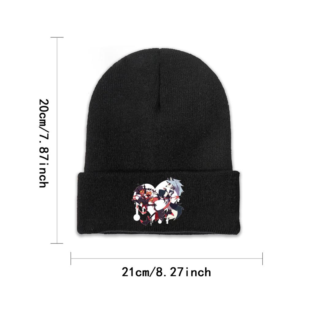 Helluva Boss Blitzo Loona Moxxie Knitted Caps for Women Unisex Skullies Beanies Autumn Winter Hats Cartoon Anime Casual Melon Cap