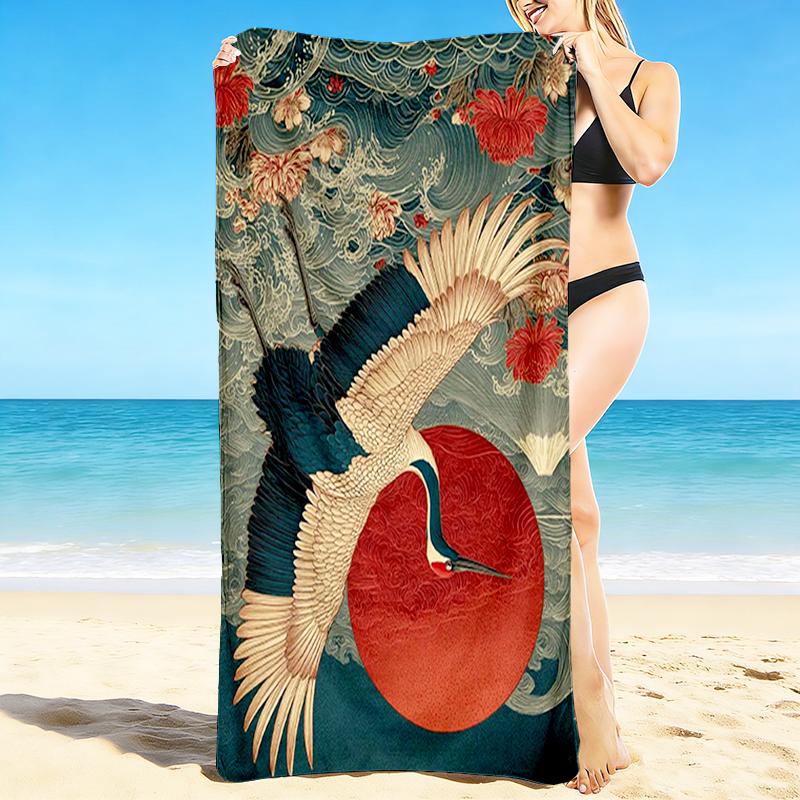 1Pc Cranes Flight Against Sun Beach Towel, Quick Dry, Multi-Use for Beach Pool Gym Yoga Home Travel, Christmas, Halloween, Xmas Gift M92865