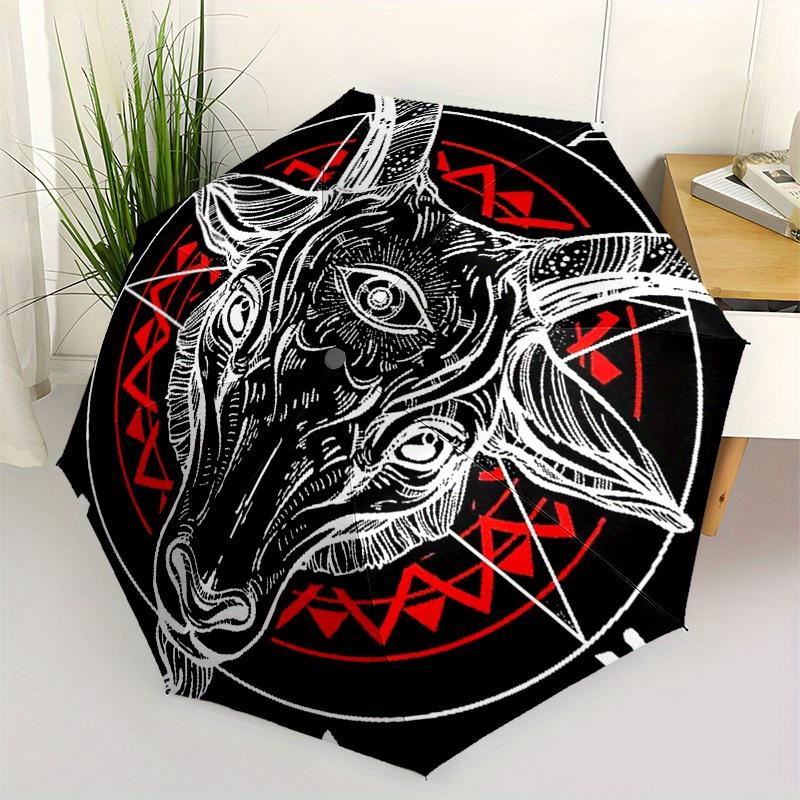 Devil's Horns: Baphomet Pentagram Occult Symbol T-ShirtUmbrella, Portable 3-Fold Compact Umbrella,Christmas Gift ES492