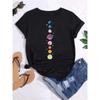 T Shirt Women Moon Planet Print Fashion Tee Shirts Casual Round Neck Short Sleeve Streetwear Female T-Shirt Vintage Tops