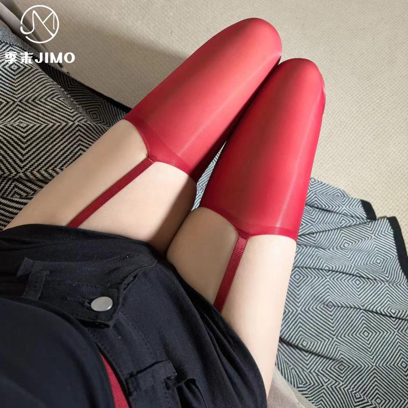 Sex underwear new contrasting color suspenders integrated stockings female sexy D horse oil silky smooth shiny suspenders female