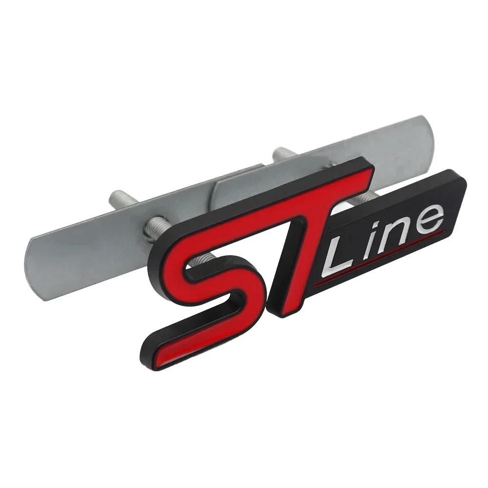 3D Metal ST Line Logo Car Front Grille Emblem Rear Trunk Sticker Badge Decals for Ford ST Fiesta Focus Mondeo Kuga Ranger