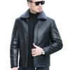 Leather Jacket Men's Genuine Leather Down Jacket Casual Plus Velvet Jacket Solid Color Lapel Removable Liner Thickened Jacket Winter Trend