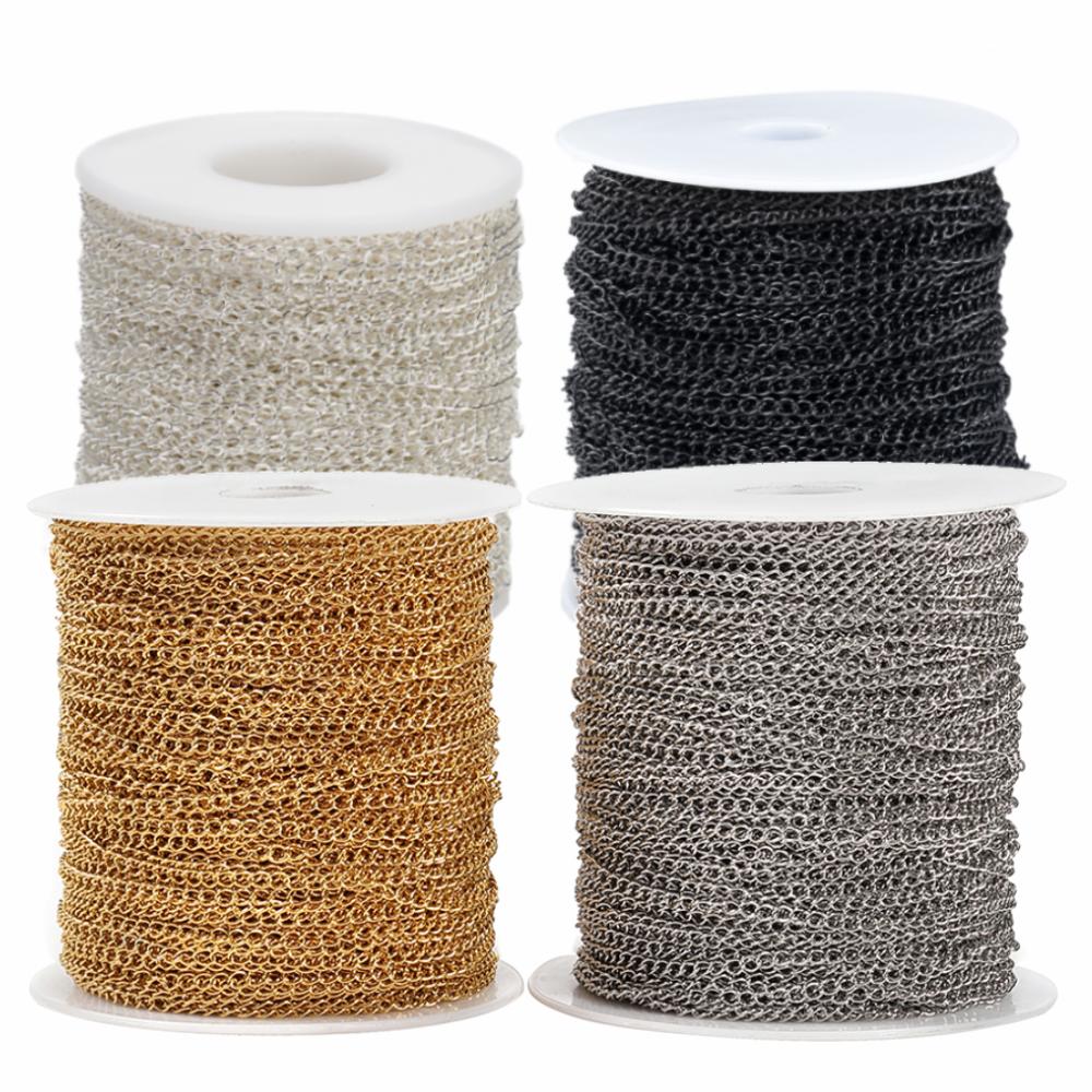 2meters Stainless Steel Extension Chain Gold Color Necklace Bracelet Supplies Chain Wholesale Accessories for Jewelry Making DIY