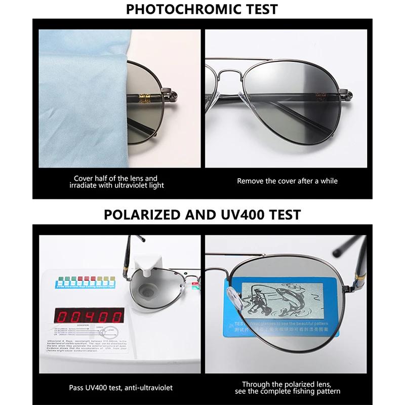 Хромированные поляризованные солнцезащитные очки UV400 стиль пилот линзы меняющие цвет мужские антибликовые очки для вождения очки