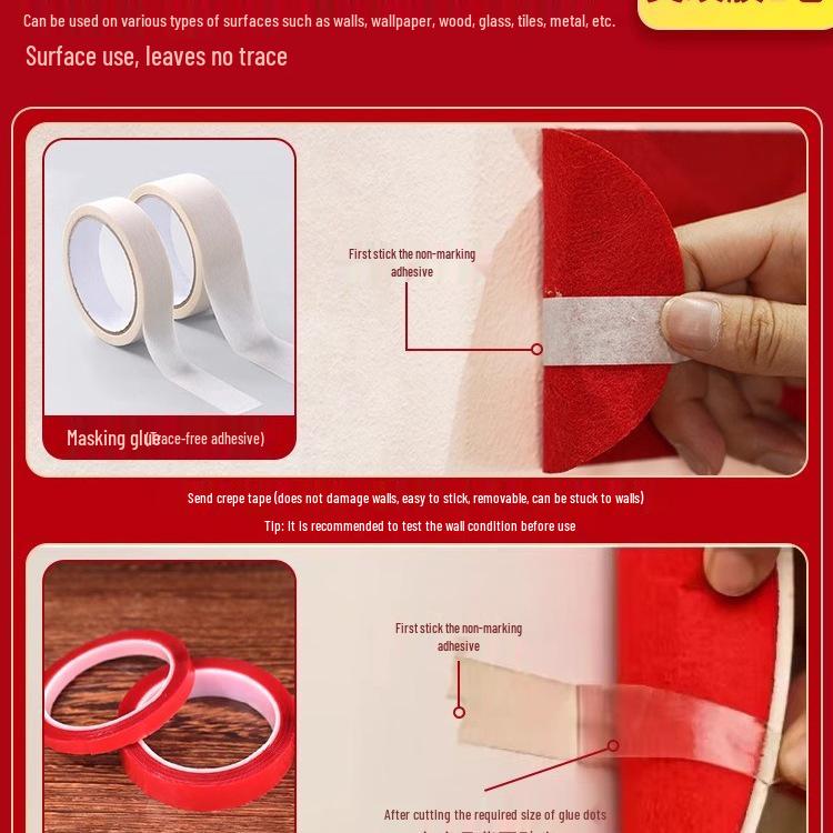 Bridal Wedding Room Decoration Set with No-Trace Double Happiness for Hotels and Living Rooms