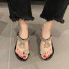 Summer Korean Version Clip Toe Sandals for Casual Wear with Rhinestone Sandals On The Outside