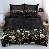 Top Gold Black Flowers Bedding Set Boys Girls Twin Queen Size Duvet Cover Pillowcase Bed Kids Adult Fashion Home Textileextile