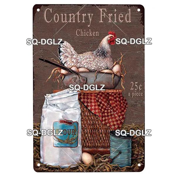 Chicken Zone Metal Sign Vintage Metal Plaque Plates Decor For Pub Bar Garden Wall Decor Tin Signs Fresh Eggs Poster