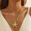 Necklace for Women Jewelry Geometric Starfish Shell Alloy Pendant Necklace Niche Design Ocean Style Necklace Beautiful Elegant Necklace for Her