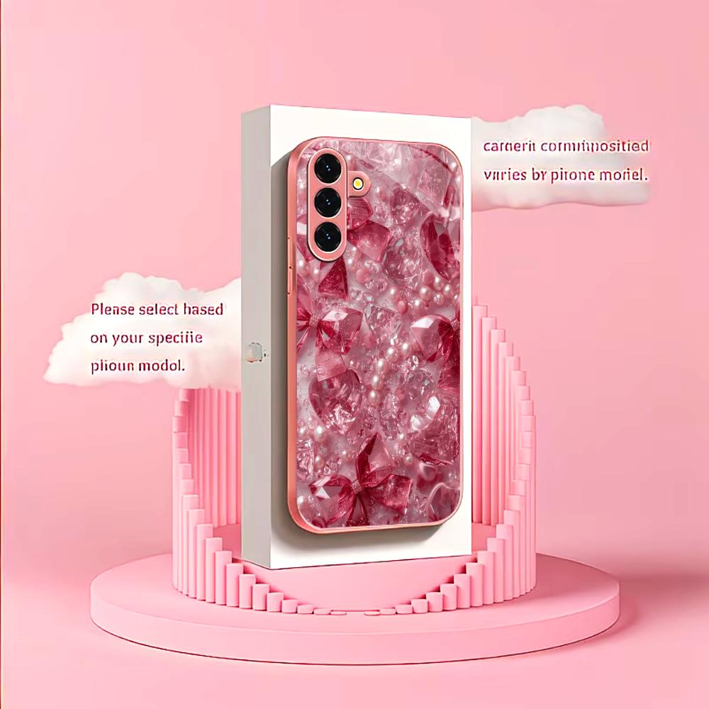 Роскошные бриллианты Мадам розовый Стекло Чехол для телефона для Samsung Galaxy S26 S25 S24 S23 S22 S21 FE Ultra Plus Ударопрочный Женский