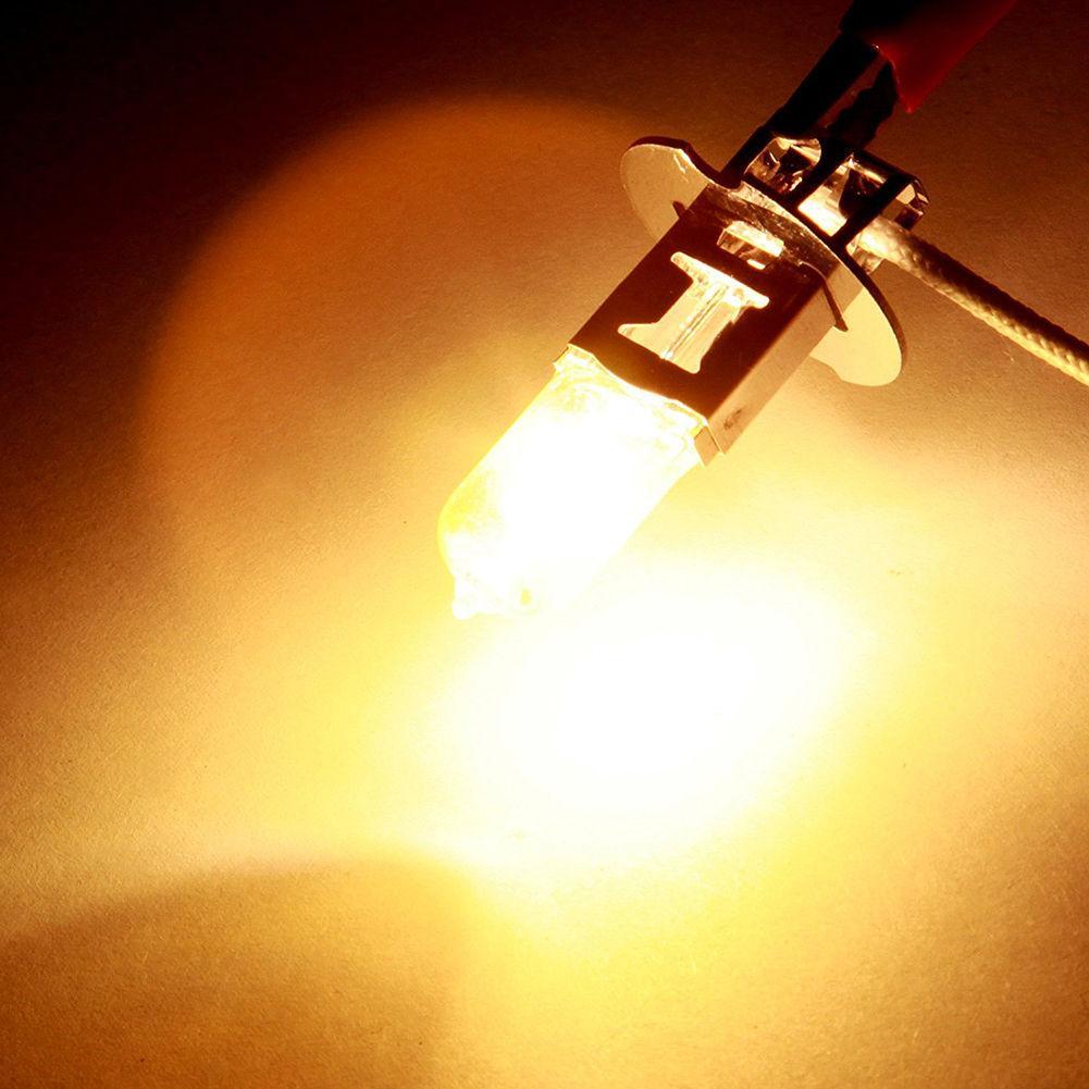 2 шт. H3 12V 55W 3000K Галогеновая лампа Супер яркие Желтые Противотуманные фары Высокомощная Автомобильная фара Источник света автомобиля Автомобильный стайлинг