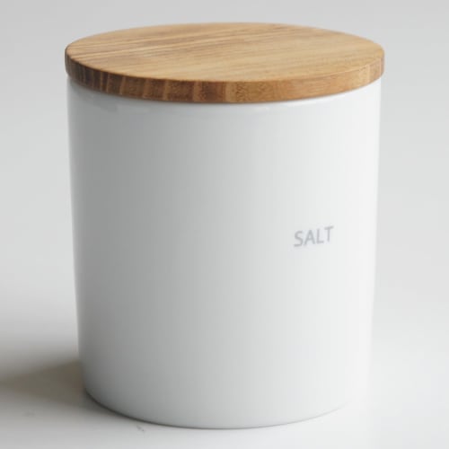 LOLO | Storage Containers | SALT | Canisters | Made in Japan | Ceramic | Porcelain | Teak | With Lids |