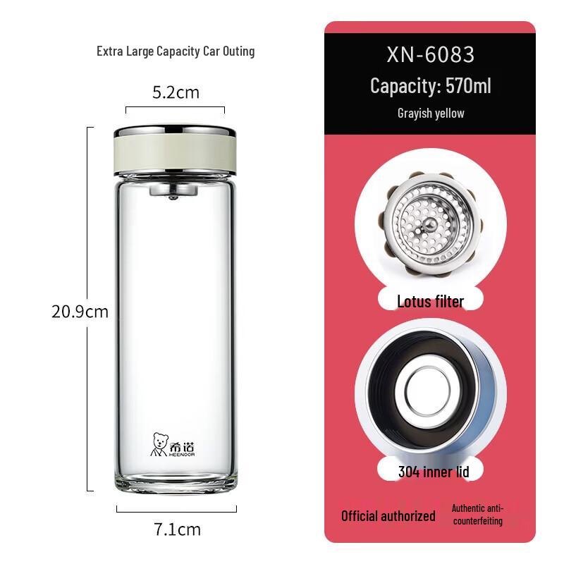 Heenoor Single-Wall Thickened Borosilicate Glass Tea Tumbler