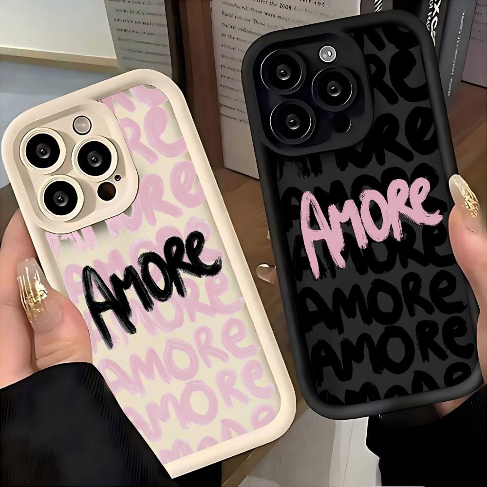 Amore-Love Italian Romantic Pink Phone Case For Xiaomi Mi 15 14 13 12 14T 11 Lite Poco M6 X7 X6 C40 GT Pro Ultra 4G 5G Cover